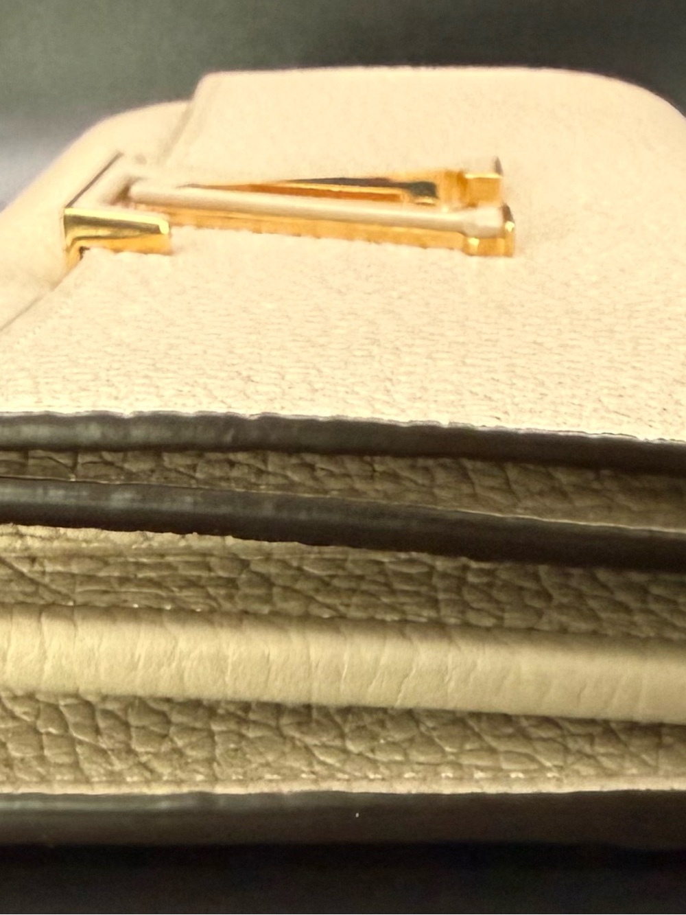 Louis Vuitton Cream Leather Flap Clutch with Gold LV Emblem - Picture 4 of 13